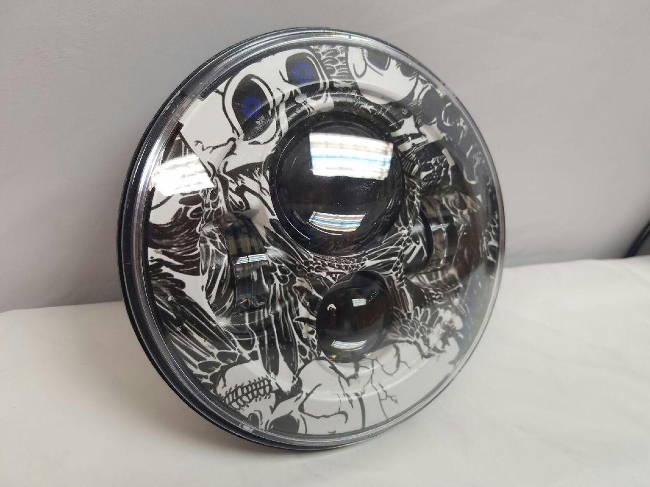 7" DAYMAKER Replacement Colored Skulls Design Projector HID LED Light Bulb Headlight Motorcycle Harley