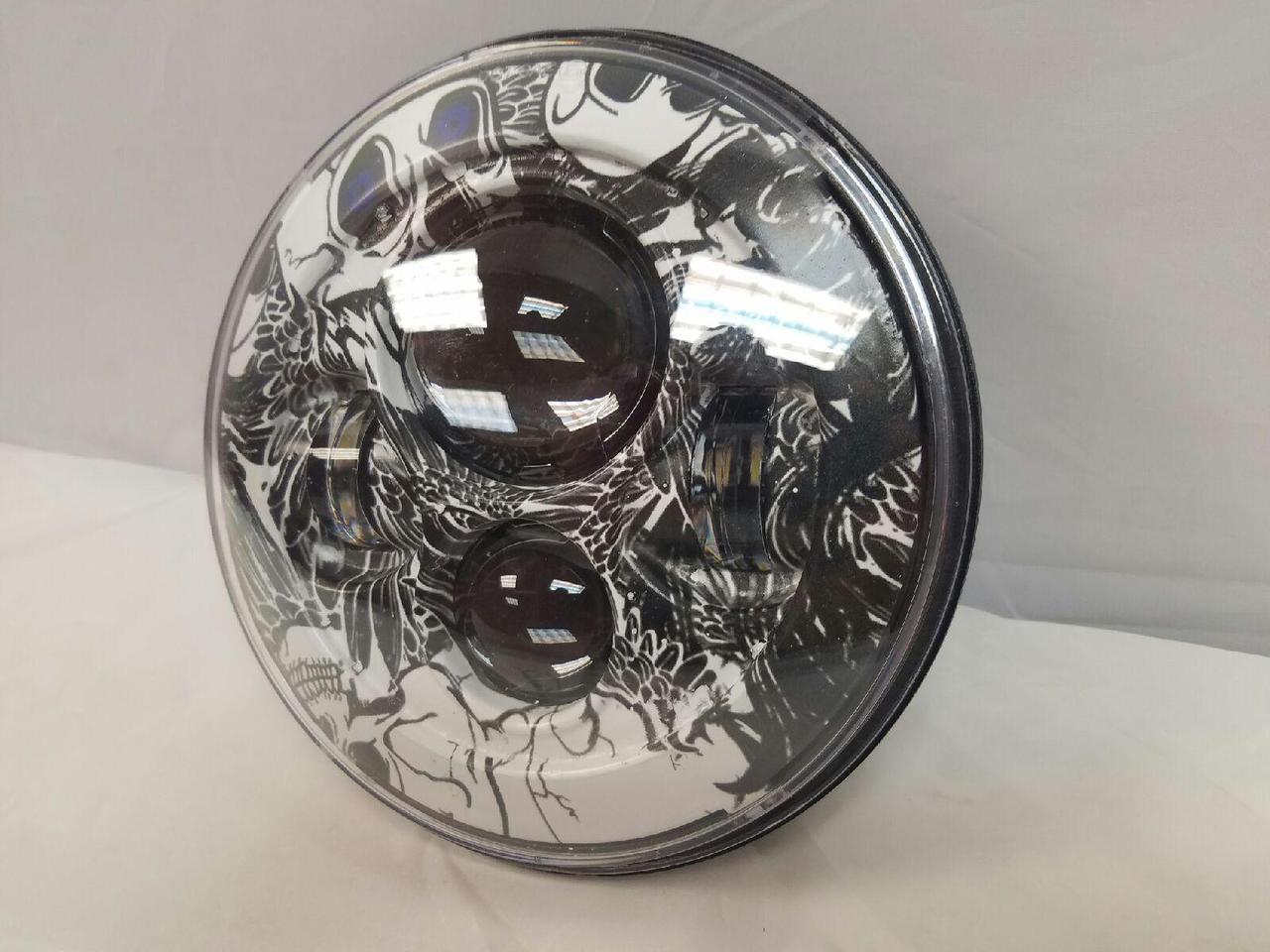 7" DAYMAKER Replacement Colored Skulls Design Projector HID LED Light Bulb Headlight Motorcycle Harley