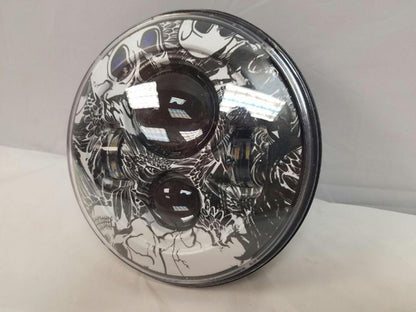 7" DAYMAKER Replacement Colored Skulls Design Projector HID LED Light Bulb Headlight Motorcycle Harley