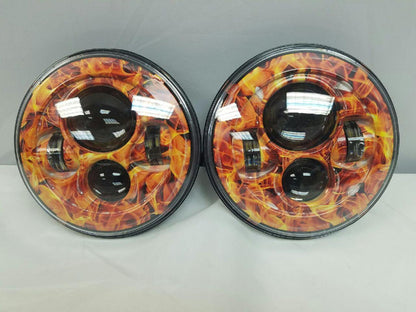 7'' FIRE DESIGN Suzuki Sierra Fits: Jeep Wrangler JK CJ TJ LED Rubicon Projector Daymaker Headlights Pair / Set