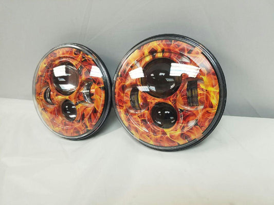 7'' FIRE DESIGN Suzuki Sierra Fits: Jeep Wrangler JK CJ TJ LED Rubicon Projector Daymaker Headlights Pair / Set