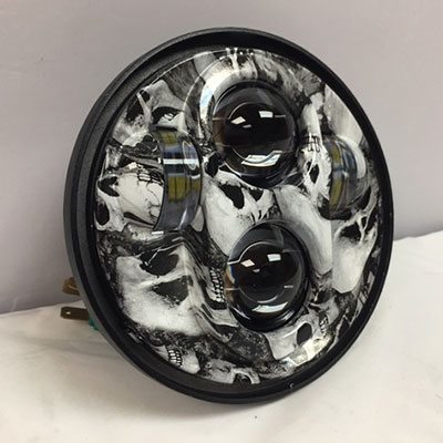 5 3/4" DAYMAKER Replacement Custom Skull Design Projector HID LED Light Bulb Headlight Motorcycle Harley 5.75"