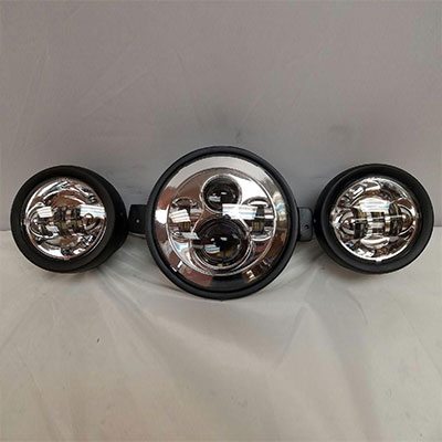 7" Kawasaki Voyager & Vaquero DAYMAKER Headlight   Dual 4.5" - 4 1/2" Auxiliary AUX Chrome Spot Passing LED Fog Lights SET