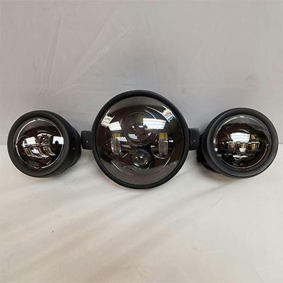 7" Kawasaki Voyager &amp; Vaquero DAYMAKER Headlight   Dual 4.5" - 4 1/2" Auxiliary AUX Black Spot Passing LED Fog Lights SET