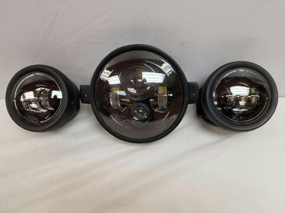 7" Kawasaki Voyager &amp; Vaquero DAYMAKER Headlight   Dual 4.5" - 4 1/2" Auxiliary AUX Black Spot Passing LED Fog Lights SET