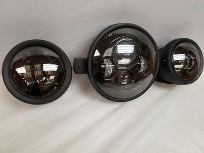 7" Kawasaki Voyager &amp; Vaquero DAYMAKER Headlight   Dual 4.5" - 4 1/2" Auxiliary AUX Black Spot Passing LED Fog Lights SET
