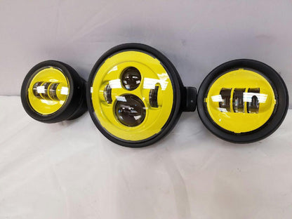 7" Kawasaki Voyager & Vaquero DAYMAKER Headlight   Dual 4.5" - 4 1/2" Auxiliary AUX Yellow Spot Passing LED Fog Lights SET