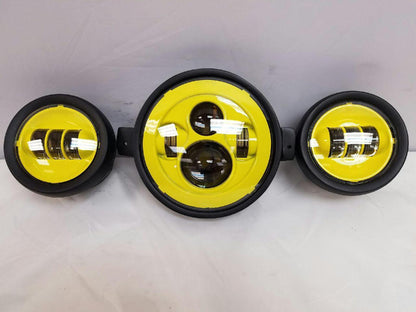 7" Kawasaki Voyager & Vaquero DAYMAKER Headlight   Dual 4.5" - 4 1/2" Auxiliary AUX Yellow Spot Passing LED Fog Lights SET