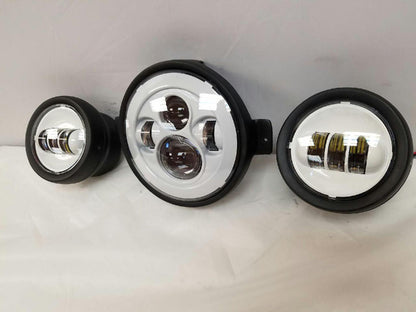 7" Kawasaki Voyager & Vaquero DAYMAKER Headlight   Dual 4.5" - 4 1/2" Auxiliary AUX White Spot Passing LED Fog Lights SET