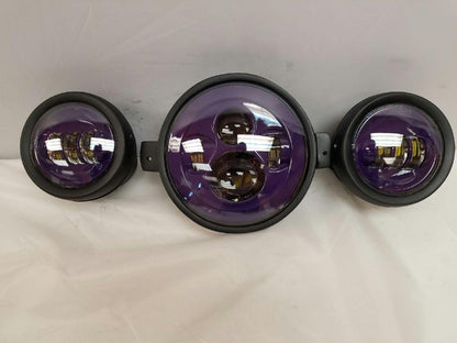 7" Kawasaki Voyager & Vaquero DAYMAKER Headlight   Dual 4.5" - 4 1/2" Auxiliary AUX Purple Spot Passing LED Fog Lights SET