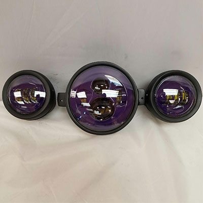 7" Kawasaki Voyager & Vaquero DAYMAKER Headlight   Dual 4.5" - 4 1/2" Auxiliary AUX Purple Spot Passing LED Fog Lights SET
