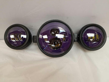 7" Kawasaki Voyager & Vaquero DAYMAKER Headlight   Dual 4.5" - 4 1/2" Auxiliary AUX Purple Spot Passing LED Fog Lights SET