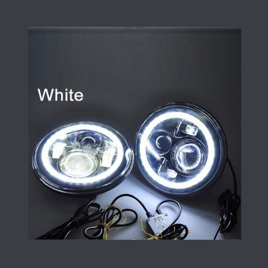 7" DAYMAKER Black Angel Eye WHITE HALO Projector HID LED Light Bulb Headlight Motorcycle Harley