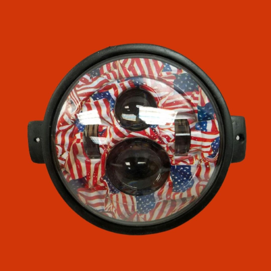 7" Kawasaki Voyager & Vaquero DAYMAKER Replacement Headlight American Flags LED Light Projector HID Bulb