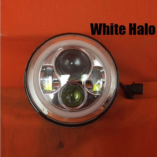 7" DAYMAKER Replacement Chrome Angel Eye WHITE HALO Projector LED Light Bulb Headlight Motorcycle Harley