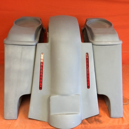 Harley Davidson 4" Extended Stretched Saddlebags   6 x 9 Speaker Lids & LED Replacement Fender 09 - 13