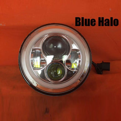 7" DAYMAKER Replacement Chrome Angel Eye BLUE HALO Projector HID LED Light Bulb Headlight Motorcycle Harley