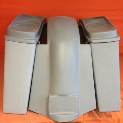 Harley Davidson 4" Extended Stretched Saddlebags   Dual 6 x 9 Speaker Lids & Replacement Fender 09 - 13 - No Cut Outs