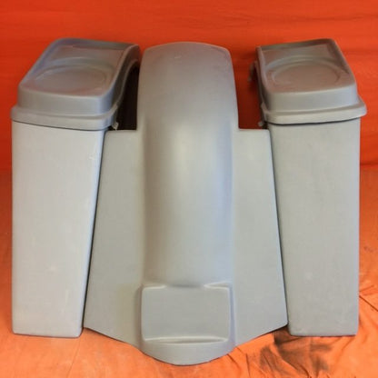 Harley Davidson 4" Extended Stretched Saddlebags   Dual 6 x 9 Speaker Lids & Replacement Fender 09 - 13 - No Cut Outs