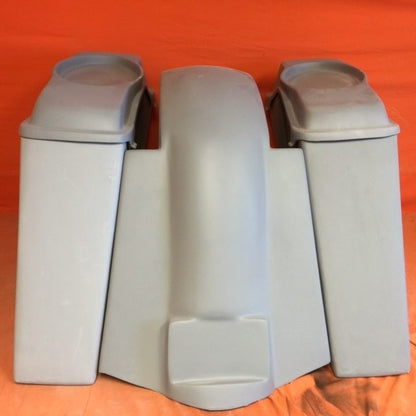 Harley Davidson 4" Extended Stretched Saddlebags   6.5 Speaker Lids & Replacement Fender 09 - 13 - No Cut Outs