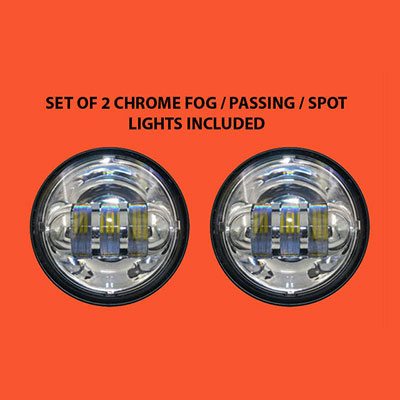 4.5" Auxiliary DAYMAKER Chrome Spot Passing HID LED Fog Lights Bulb Motorcycle Harley AUX PAIR 4-1/2"