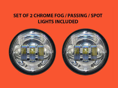 7" DAYMAKER Headlight   Dual 4.5" - 4 1/2" Auxiliary AUX Black Spot Passing LED Fog Lights Bulb Harley SET