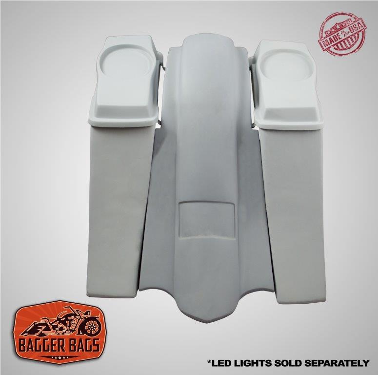 Harley Davidson 6" Heritage Softail Out & Down Extended Saddlebags 6.5" Speaker Lids   Fender No Cutouts
