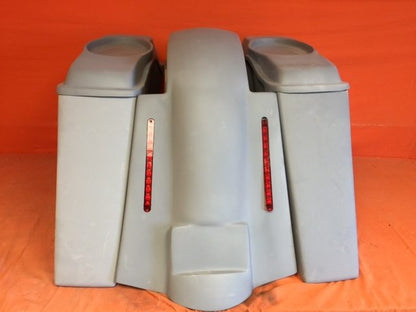 Harley Davidson 4" Extended Stretched Saddlebags   6.5 Speaker Lids & LED Replacement Fender 09 - 13 - No Cut Outs