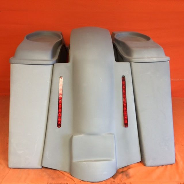Harley Davidson 4" Extended Stretched Saddlebags   6.5 Speaker Lids & LED Replacement Fender 09 - 13 - No Cut Outs
