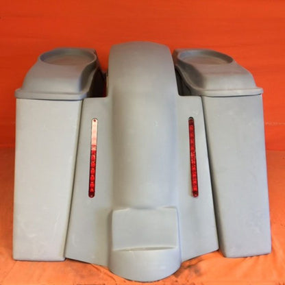 Harley Davidson 4" Extended Stretched Saddlebags   6.5 Speaker Lids & LED Replacement Fender 09 - 13 - No Cut Outs