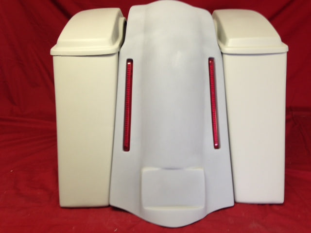 Harley Davidson Softail Heritage 4" Extended Stretched Saddlebags Lids LED Lights Fender No Cut Out