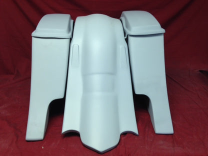 Harley Davidson 6" Extended Stretched  Out & Down Saddlebags with Standard Lids & Custom Fender