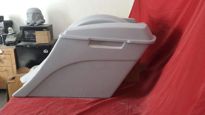 Harley Davidson 6" Extended Stretched Out & Down Saddlebags with Dual Cut Outs, Standard Lids & Custom LED Lights Fender