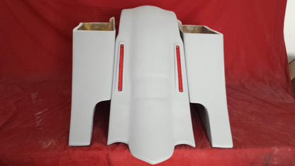 Harley Davidson 6" Extended  Out And Down Saddlebags with Custom LED Lights Rear Fender - No Lids