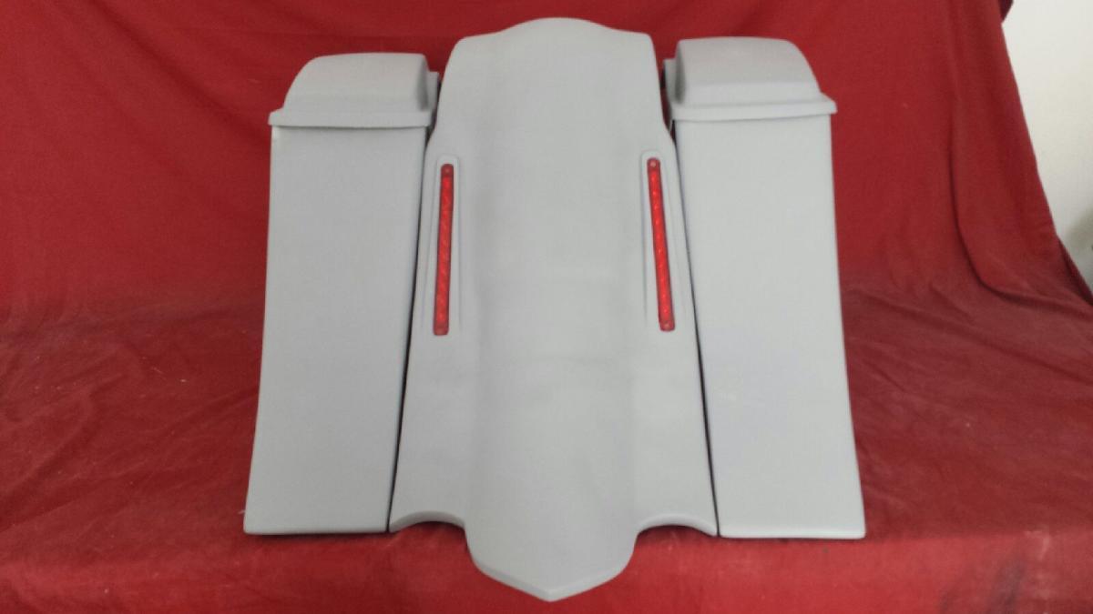Harley Davidson 6" Extended Out & Down Saddlebags with Lids & Custom Rear Fender - No Cut Outs