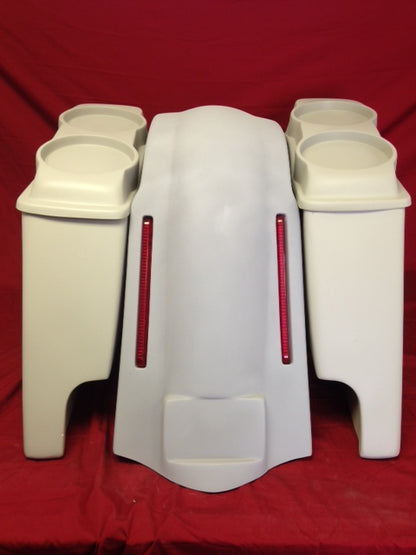 Harley Davidson Bagger 4" inch Stretched Bags Dual 6 X 9 Speaker Lids LED Lights Fender