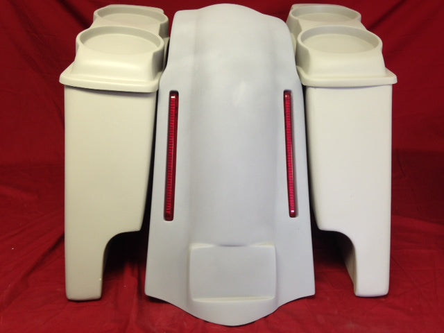 Harley Davidson Bagger 4" inch Stretched Bags Dual 6.5 Speaker Lids LED Lights Fender