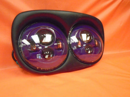 DUAL 7" PURPLE DAYMAKER LED ROAD GLIDE Light Bulb Headlight Motorcycle Harley   Bezel