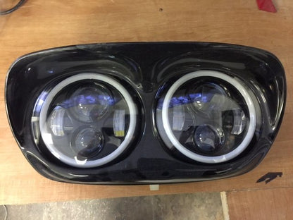 DUAL 7" DAYMAKER Replacement For ROAD GLIDE Black Projector HID LED Light Bulb Headlight Motorcycle Harley   Bezel