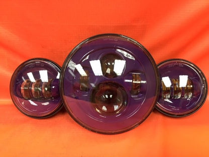 7" DAYMAKER PURPLE Headlight   Dual Purple 4.5" - 4 1/2" Auxiliary AUX Spot Passing LED Fog Lights Bulb Harley SET