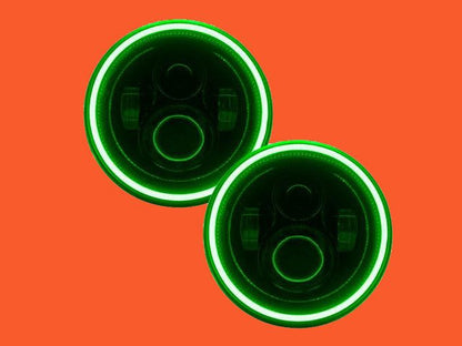 7" DAYMAKER Black Angel Eye GREEN HALO Projector HID LED Light Bulb Headlight Motorcycle Harley