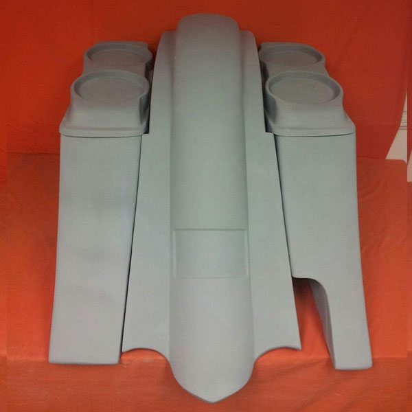 Harley Davidson 6" Heritage Softail Out & Down Extended Saddlebags Dual 6.5" Speaker Lids   Fender Right Side Cut Out