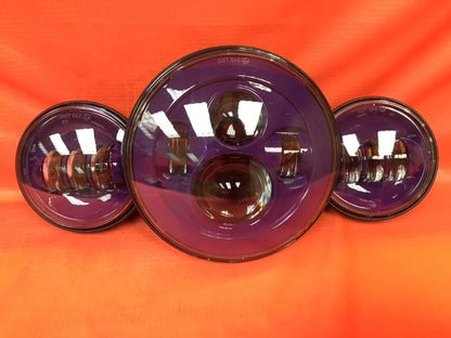 7" DAYMAKER PURPLE Headlight   Dual Purple 4.5" - 4 1/2" Auxiliary AUX Spot Passing LED Fog Lights Bulb Harley SET