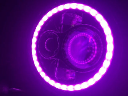 7" DAYMAKER Pink HALO Headlight   Dual 4.5" - 4 1/2" PINK HALO Auxiliary AUX Black Spot Passing LED Fog Lights Bulb Harley SET