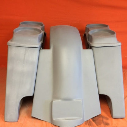 Harley Davidson 4" Extended Stretched Saddlebags   Dual 6.5 Speaker Lids & Replacement Fender 89 - 08