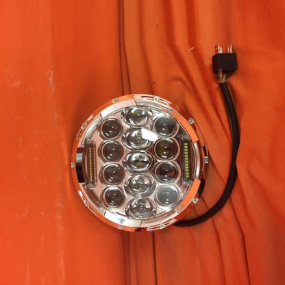 7" DAYMAKER 75W CHROME Projector HID LED Light Bulb Headlight Motorcycle Harley with PINK HALO