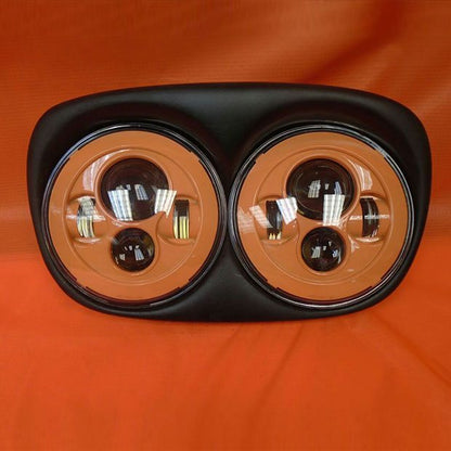 DUAL 7" ORANGE DAYMAKER LED ROAD GLIDE Black Light Bulb Headlight Motorcycle Harley   Bezel