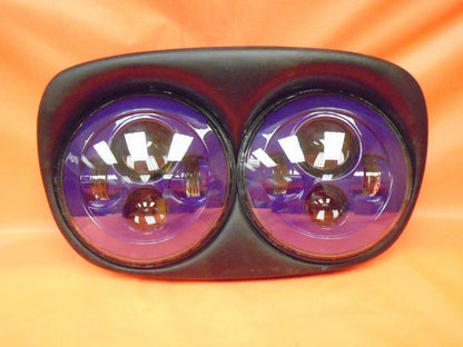 DUAL 7" PURPLE DAYMAKER LED ROAD GLIDE Light Bulb Headlight Motorcycle Harley   Bezel