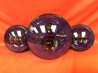 7" DAYMAKER PURPLE Headlight   Dual Purple 4.5" - 4 1/2" Auxiliary AUX Spot Passing LED Fog Lights Bulb Harley SET