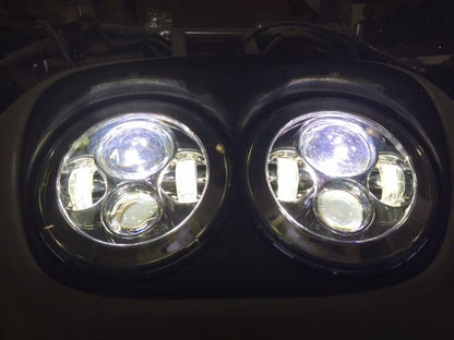 DUAL 7" DAYMAKER HID LED Replacement ROAD GLIDE Chrome Light Bulb Headlight Motorcycle Harley Bezel